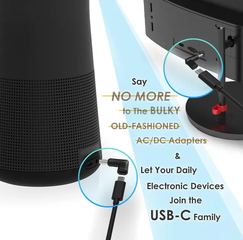 Adaptor USB-C Set 4 buc la 90 grade Type C mama -conector 5.5x2.1 5.5x2.5 3.5x1.35 3.0x1.1 tata