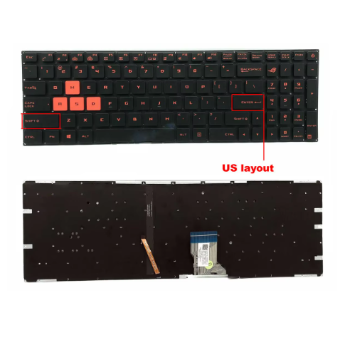 Tastatura laptop pentru Asus ROG Strix GL502V GL502VM GL502VS GL502VT GL502VY GL702VT GL702VS GL702VM GL702 GL702ZC, US International, iluminată, cu NumPad
