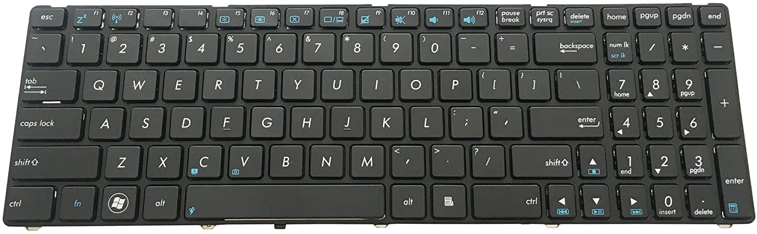 Tastatura laptop pentru Asus K52 G73 X53 x54 X55A G60 R503C X55VD cu rama, US International, fără iluminare, cu NumPad