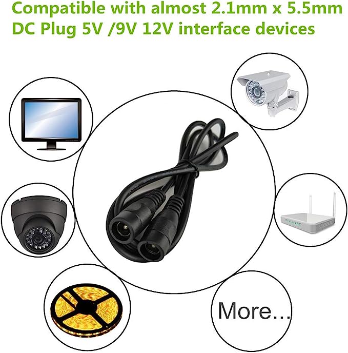 Cablu adaptor DC 5.5x2.1mm female to female DC plug pentru extensie LED CCTV monitoare