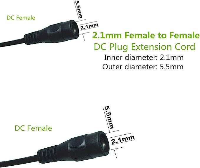 Cablu adaptor DC 5.5x2.1mm female to female DC plug pentru extensie LED CCTV monitoare