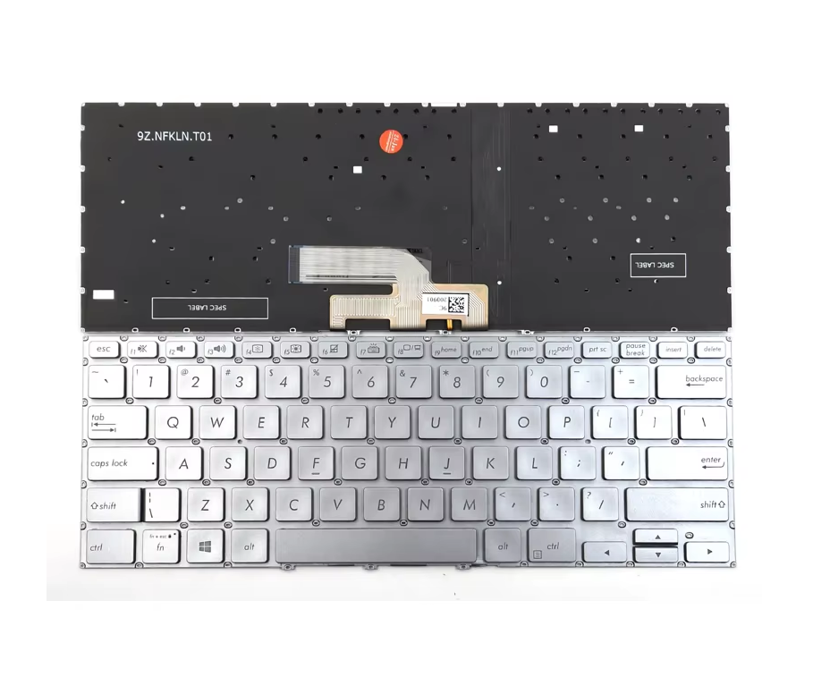 Tastatura laptop pentru Asus ZenBook UX433 UX433F UX433FA UX433FN UX433FL UX434 U4300F, US International, iluminată, fără NumPad