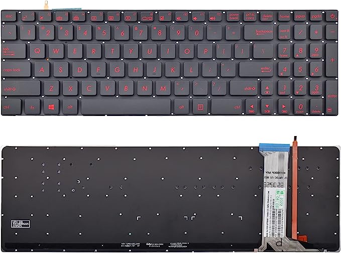 Tastatura laptop pentru Asus N551JB N551JK N551JM N551JQ neagra iluminata rosu, US International, iluminată, cu NumPad