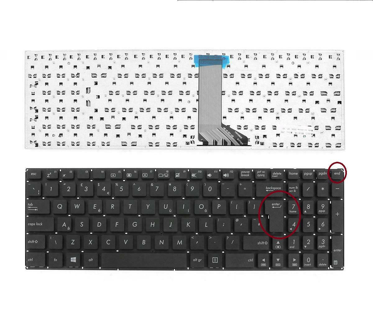 Tastatura laptop pentru Asus X551 X551C X551CA X551M X551MA X551MAV model UK, UK, fără iluminare, cu NumPad