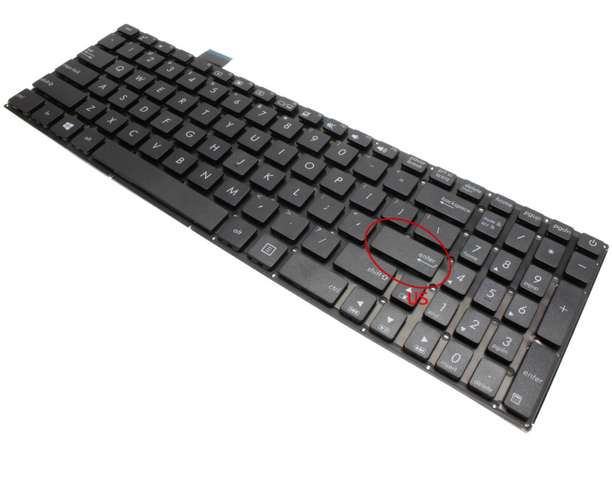 Tastatura laptop pentru Asus VivoBook X542 X542BA X542B X542U X542UR X542UQR X542, US International, fără iluminare, cu NumPad