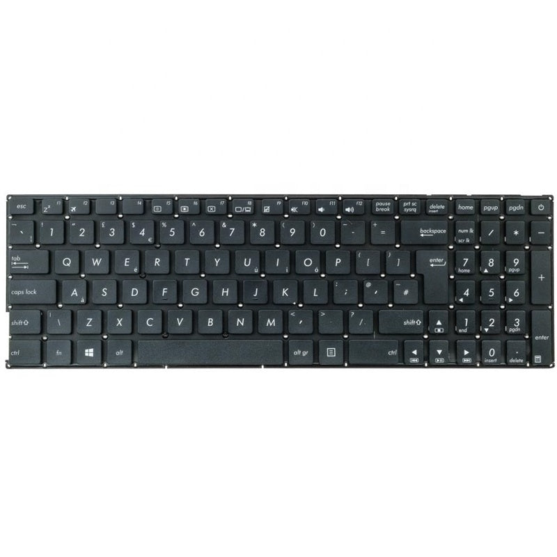 Tastatura laptop pentru Asus VivoBook X542BA X542 X542B X542U X542UR X542UQR X542 fara rama model UK, UK, fără iluminare, cu NumPad