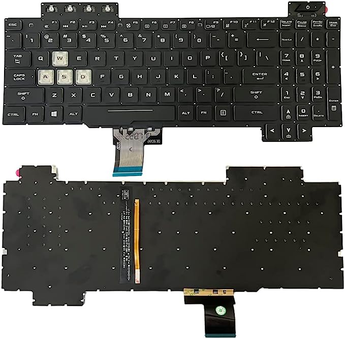 Tastatura laptop pentru Asus Asus FX505 FX505D FX505DV FX505DD FX505DT FX505DU FX505DY FX505G FX505GT FX505GU FX505GE FX505GD FX505GM FX505A black, US International, iluminată, cu NumPad
