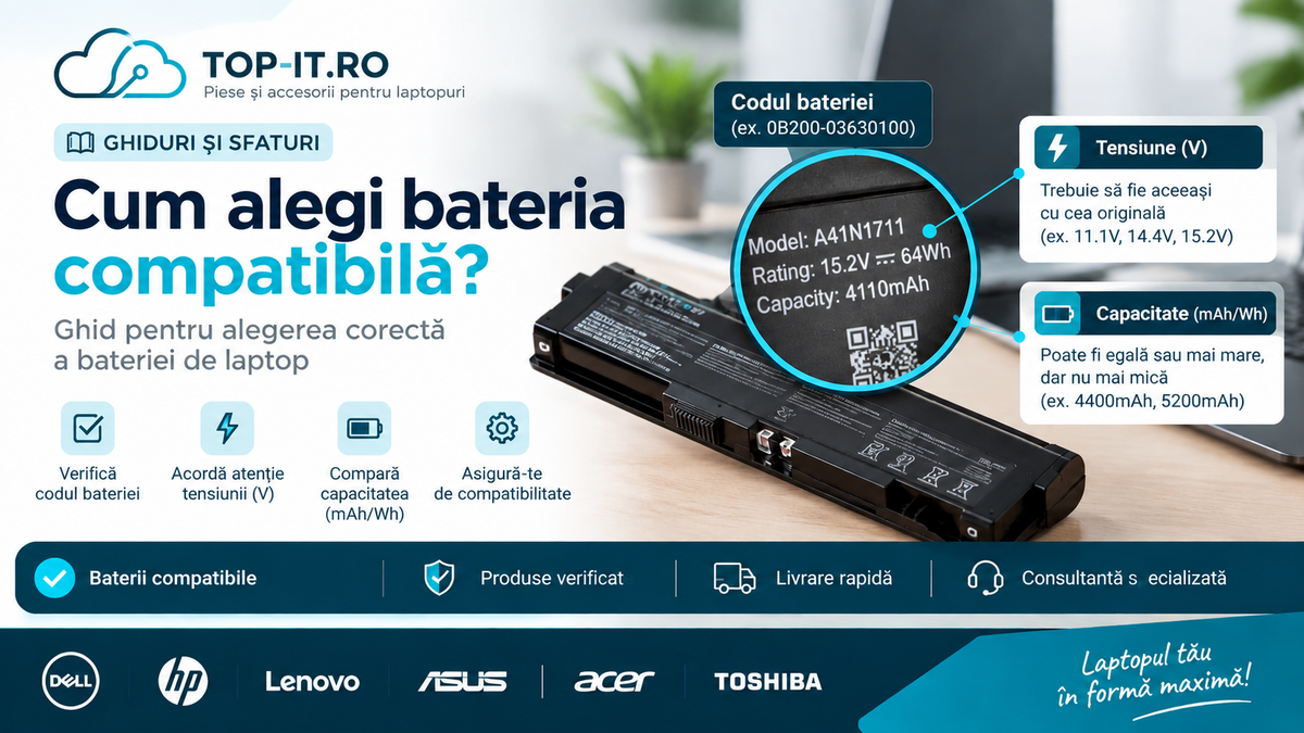 Cum alegi bateria compatibilă pentru laptop? Ghid complet