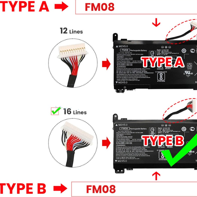 Baterie laptop HP Omen 17-AN008CA 17-AN013TX 17-AN014TX 17-AN014NG 17-AN020CA 17-AN030CA 17-AN124CL FM08 type B, 8 celule, 4400mAh, 14.8V, Li-Polymer