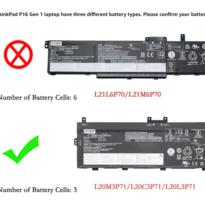 Baterie laptop Lenovo ThinkPad X13 Yoga Gen 2 Gen 3 20W8 20W9 ThinkPad P16 Gen 1 L20C3P71, 3 celule, 3400mAh, 11.55V, Li-Polymer
