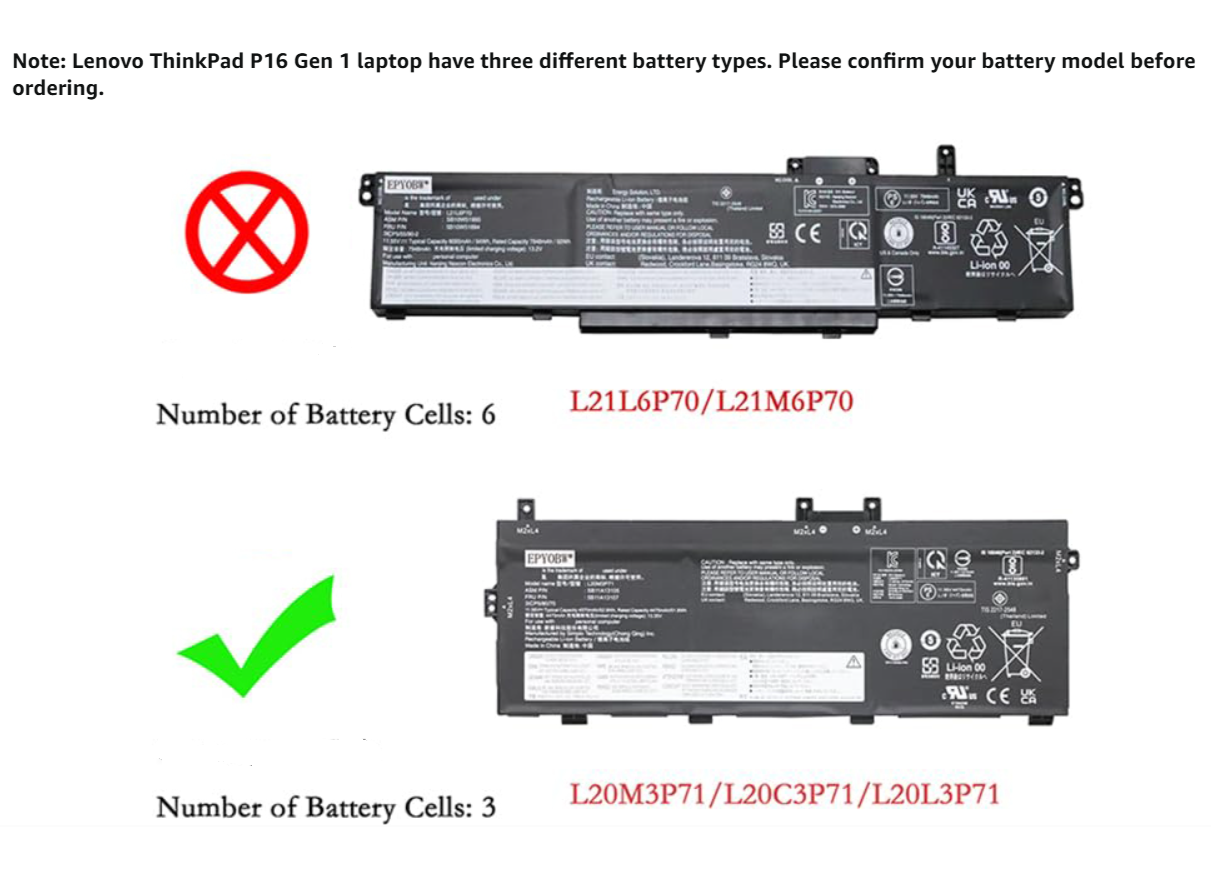 Baterie laptop Lenovo ThinkPad X13 Yoga Gen 2 Gen 3 20W8 20W9 ThinkPad P16 Gen 1 L20C3P71, 3 celule, 3400mAh, 11.55V, Li-Polymer