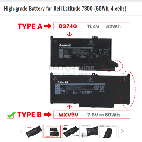 Baterie laptop Dell Latitude 5300 5310 7300 7400 E5300 E5310 E7300 E7400 Inspiron 7300 7306 2-in-1 5VC2M MXV9V 0829MX model B, 4 celule, 7200mAh, 7.6V, Li-Ion