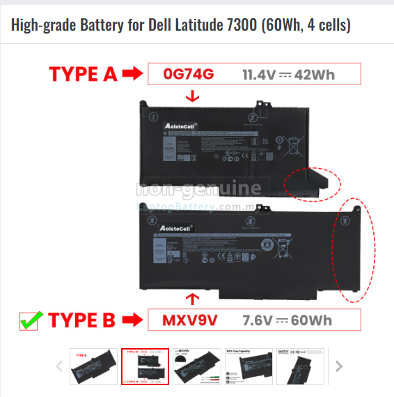 Baterie laptop Dell Latitude 5300 5310 7300 7400 E5300 E5310 E7300 E7400 Inspiron 7300 7306 2-in-1 5VC2M MXV9V 0829MX model B, 4 celule, 7200mAh, 7.6V, Li-Ion
