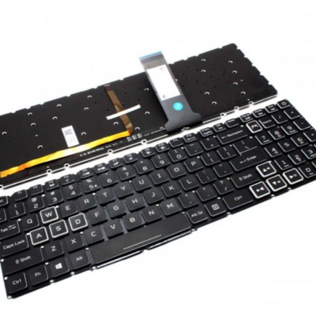 Tastatura laptop pentru Acer Nitro AN515-45-R313 AN515-45-R0ZA AN515-45-R21A neagra cu taste albe, US International, iluminată, cu NumPad