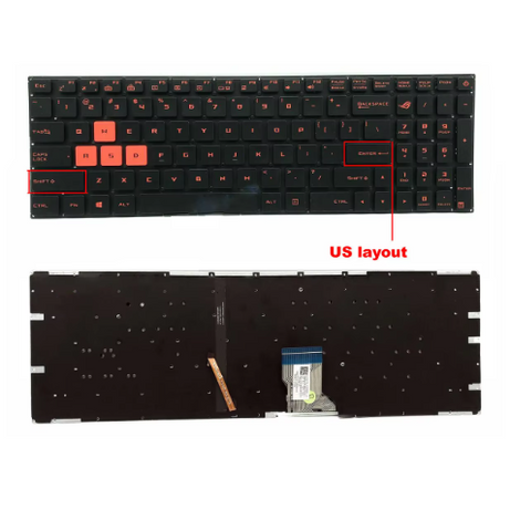 Tastatura laptop pentru Asus ROG Strix GL502V GL502VM GL502VS GL502VT GL502VY GL702VT GL702VS GL702VM GL702 GL702ZC, US International, iluminată, cu NumPad