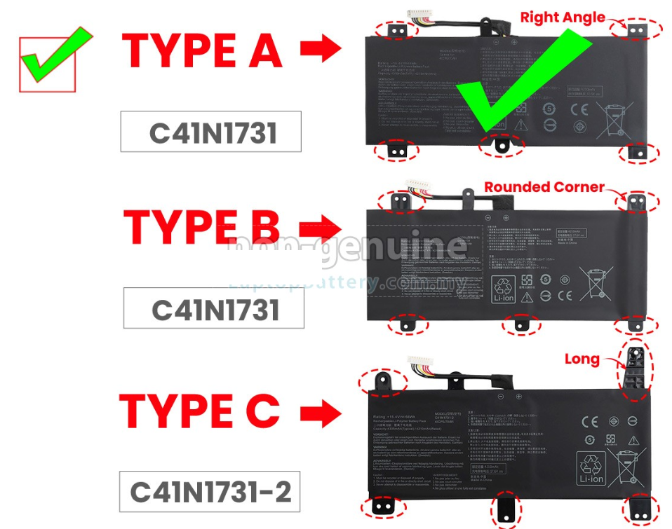 Baterie laptop Asus GL504 GL504GM GL504GS ROG Strix GL504GW Scar II C41N1731 type A, 4 celule, 3400mAh, 15.4V, Li-Polymer