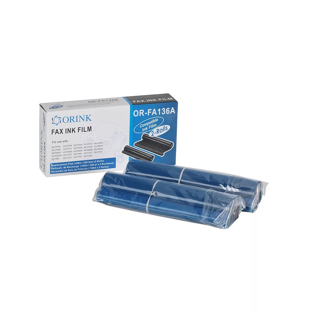 Ribbon high premium compatibil Orink KX FA-136A, FP-136A, pentru Panasonic KX FP 101, Panasonic KX FP 195 și Panasonic KX FP 200, Negru, 2 x 100m