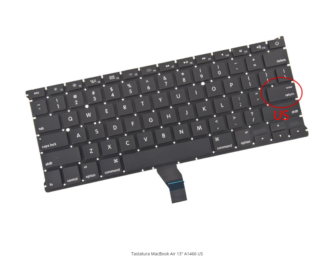 Tastatura laptop pentru Apple MacBook AIR A1369 A1466 [2011-2015], US International, fără iluminare, fără NumPad