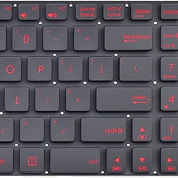 Tastatura laptop pentru Asus N551JB N551JK N551JM N551JQ neagra iluminata rosu, US International, iluminată, cu NumPad