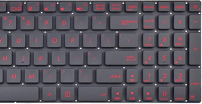 Tastatura laptop pentru Asus N551JB N551JK N551JM N551JQ neagra iluminata rosu, US International, iluminată, cu NumPad
