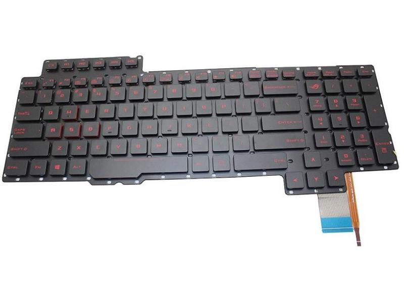 Tastatura laptop pentru Asus ROG G752 G752VT G752VY G752VS G752VM G752VSK iluminata fara rama, US International, iluminată, cu NumPad