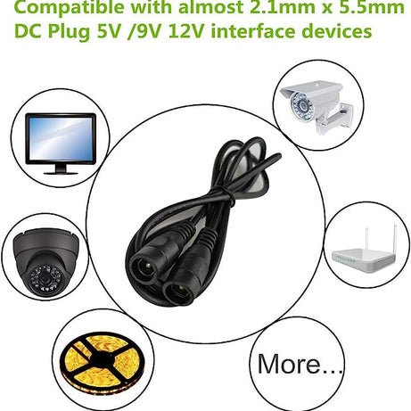 Cablu adaptor DC 5.5x2.1mm female to female DC plug pentru extensie LED CCTV monitoare