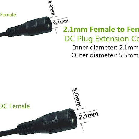 Cablu adaptor DC 5.5x2.1mm female to female DC plug pentru extensie LED CCTV monitoare