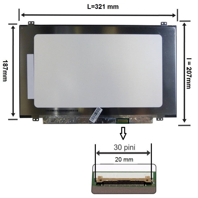 Display laptop 14.0 inch subtire 1920 x 1080 FHD IPS 30 pini