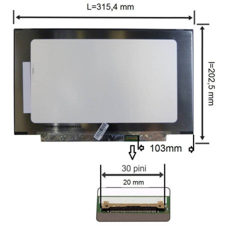 Display laptop 14.0 inch FHD IPS 1920 x 1080 N140HCA-EAC fara prinderi 30 pini