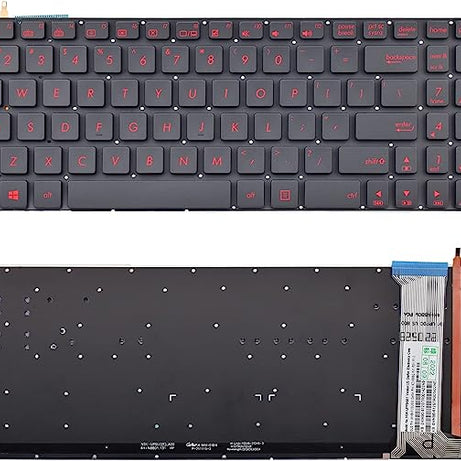 Tastatura laptop pentru Asus N551JB N551JK N551JM N551JQ neagra iluminata rosu, US International, iluminată, cu NumPad