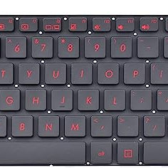 Tastatura laptop pentru Asus N551JB N551JK N551JM N551JQ neagra iluminata rosu, US International, iluminată, cu NumPad