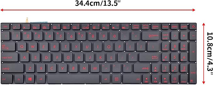 Tastatura laptop pentru Asus N551JB N551JK N551JM N551JQ neagra iluminata rosu, US International, iluminată, cu NumPad