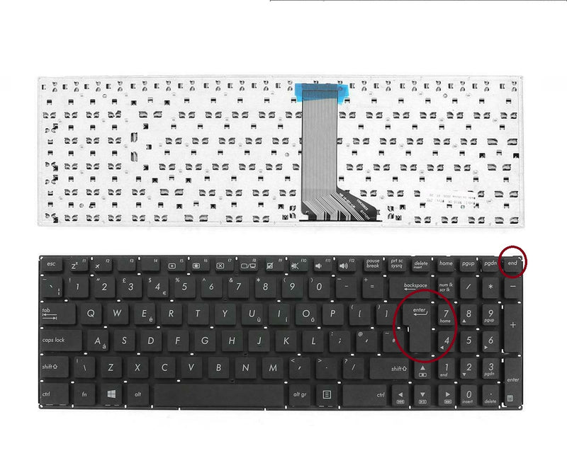 Tastatura laptop pentru Asus X551 X551C X551CA X551M X551MA X551MAV model UK, UK, fără iluminare, cu NumPad