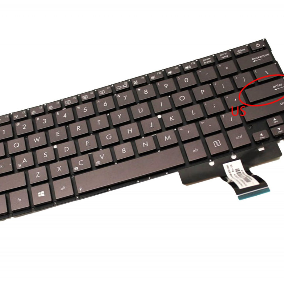 Tastatura laptop pentru Asus Zenbook UX21 UX21A maro fara rama, US International, fără iluminare, fără NumPad