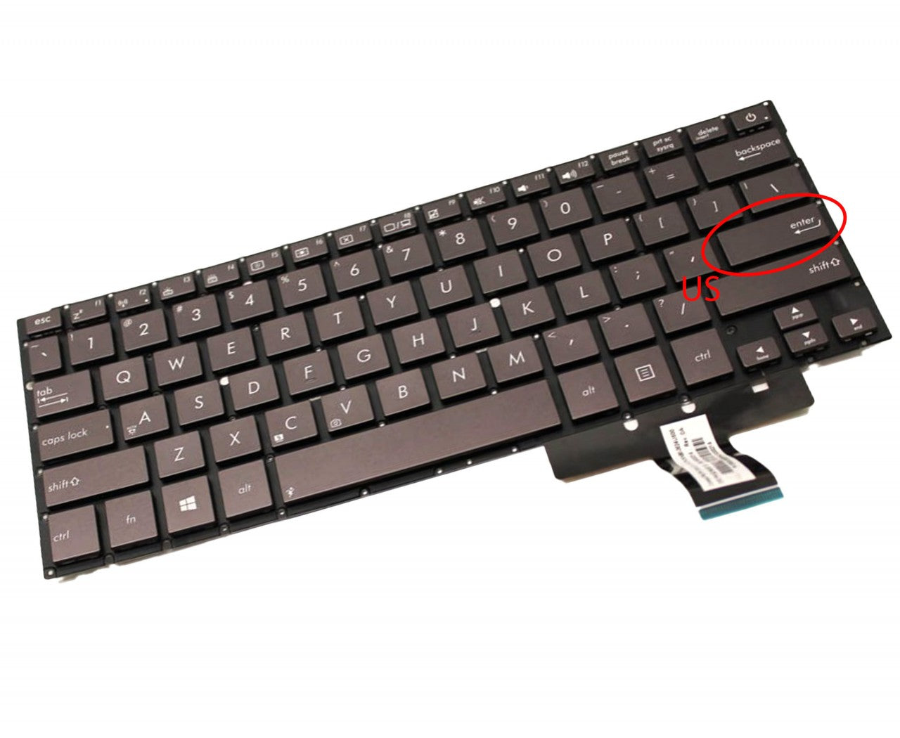 Tastatura laptop pentru Asus Zenbook UX21 UX21A maro fara rama, US International, fără iluminare, fără NumPad
