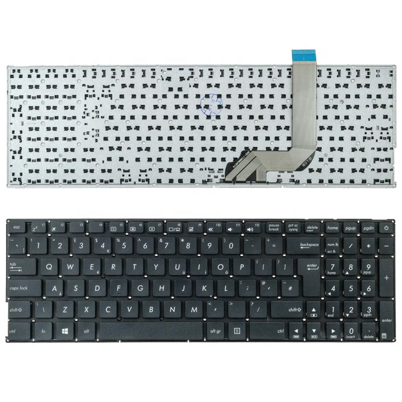 Tastatura laptop pentru Asus VivoBook X542BA X542 X542B X542U X542UR X542UQR X542 fara rama model UK, UK, fără iluminare, cu NumPad
