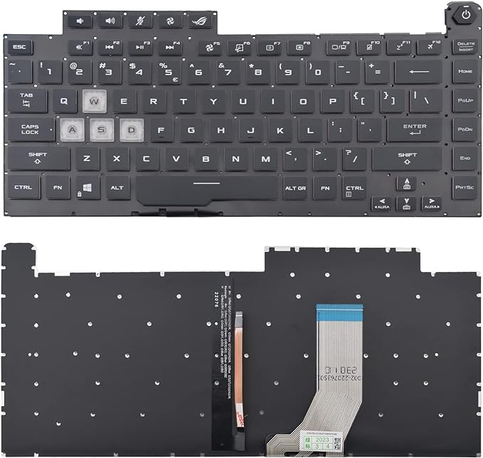 Tastatura laptop pentru Asus ROG Strix Scar III G531GW G531GD G531GT G531GV G531G G15 G512 G512LV G512LW 0KNR0, US International, iluminată, fără NumPad