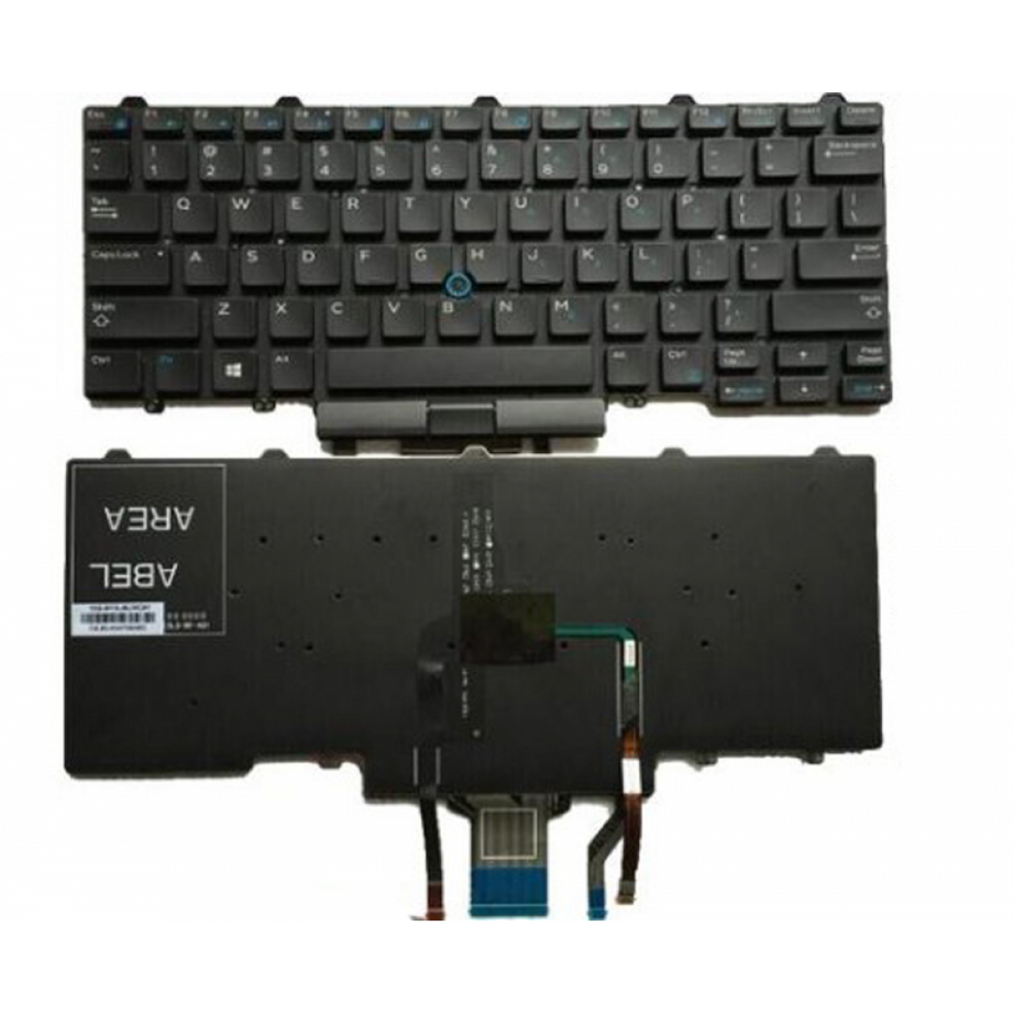 Tastatura laptop pentru Dell LATITUDE E7450 7490 7480 5480 5470 E7470 3350 E7470 ilum. dual point, US International, iluminată, fără NumPad