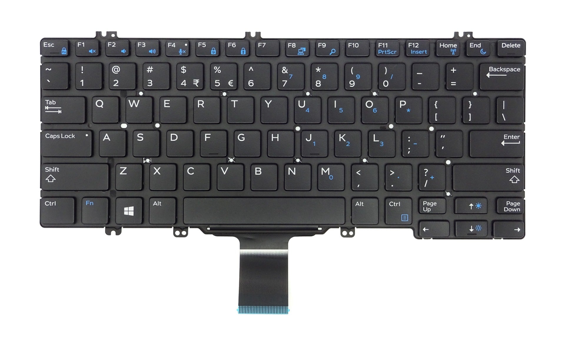 Tastatura laptop pentru Dell Latitude 5280 5289 5290 7280 7290 7390 7380 7389 fara rama, US International, fără iluminare, fără NumPad