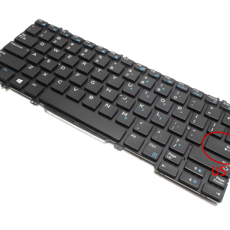 Tastatura laptop pentru Dell Latitude 5280 5289 5290 7280 7290 7390 7380 7389 fara rama, US International, fără iluminare, fără NumPad