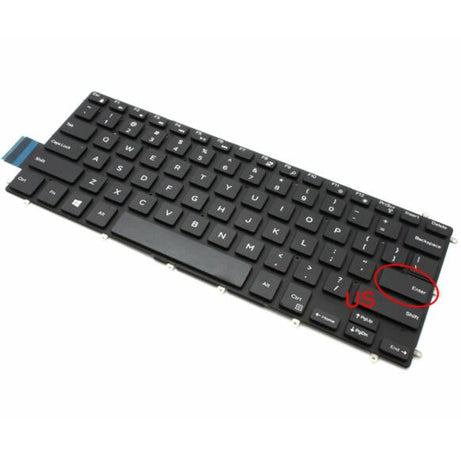 Tastatura laptop pentru Dell Inspiron 13 5368 5378 7375 7460 5568 7560 7569 7572 5370 7370 7373 7573 backlit, US International, iluminată, fără NumPad