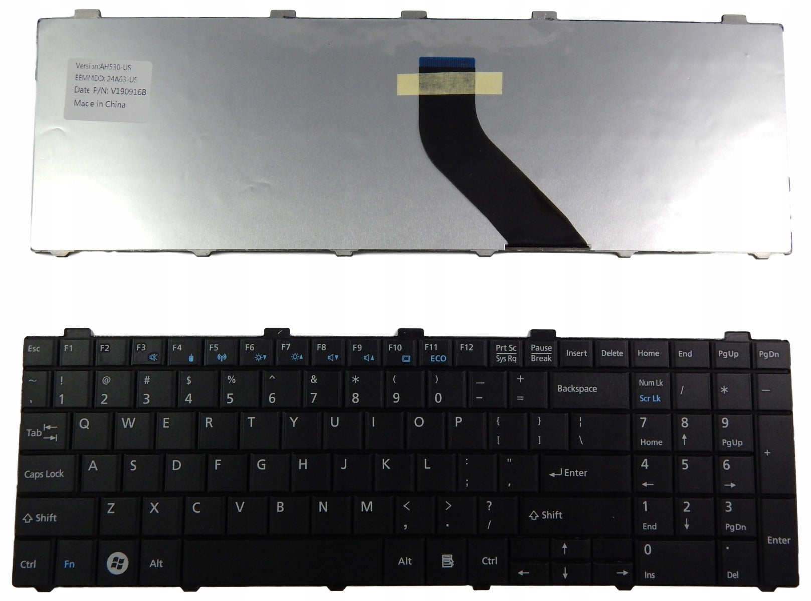 Tastatura laptop pentru Fujitsu-Siemens A530 A531 AH502 AH512 AH530 AH531 AH535 NH751, US International, fără iluminare, cu NumPad
