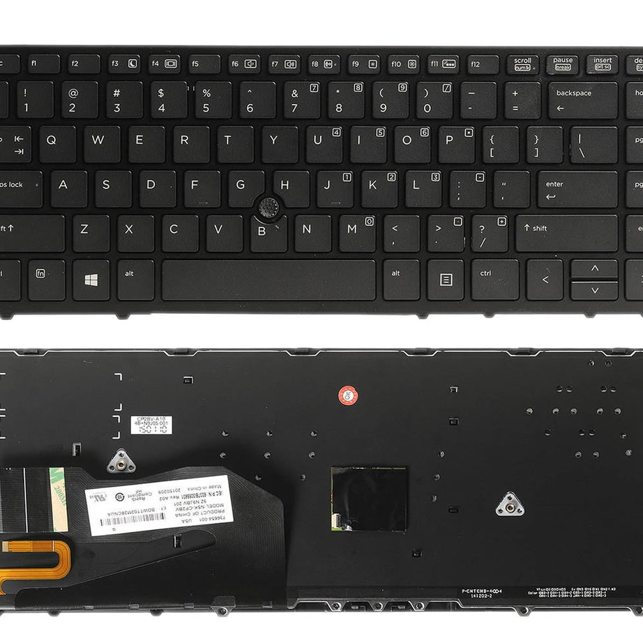 Tastatura laptop pentru HP EliteBook 740 G2 740 G3 750 G2 840 G1 850 G1 Zbook 14 cu pointer iluminata, US International, iluminată, fără NumPad
