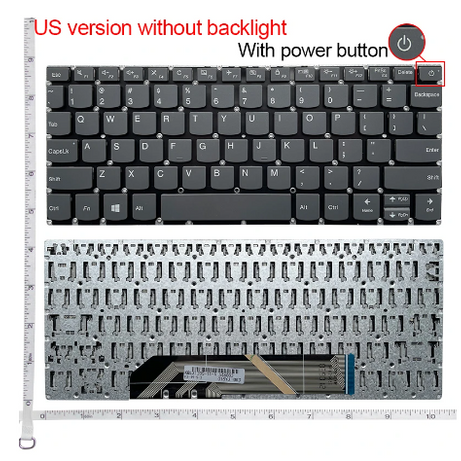 Tastatura laptop pentru Lenovo IdeaPad 120S-11 120S-11IAP S130-11IGM US 130S-11IGM cu buton power, US International, fără iluminare, fără NumPad