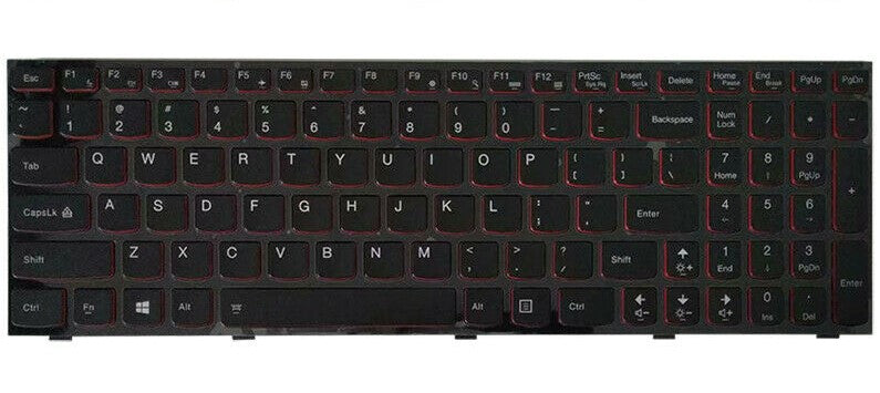Tastatura laptop pentru Lenovo Y500 Y510P taste rosii cu rama, US International, iluminată, cu NumPad
