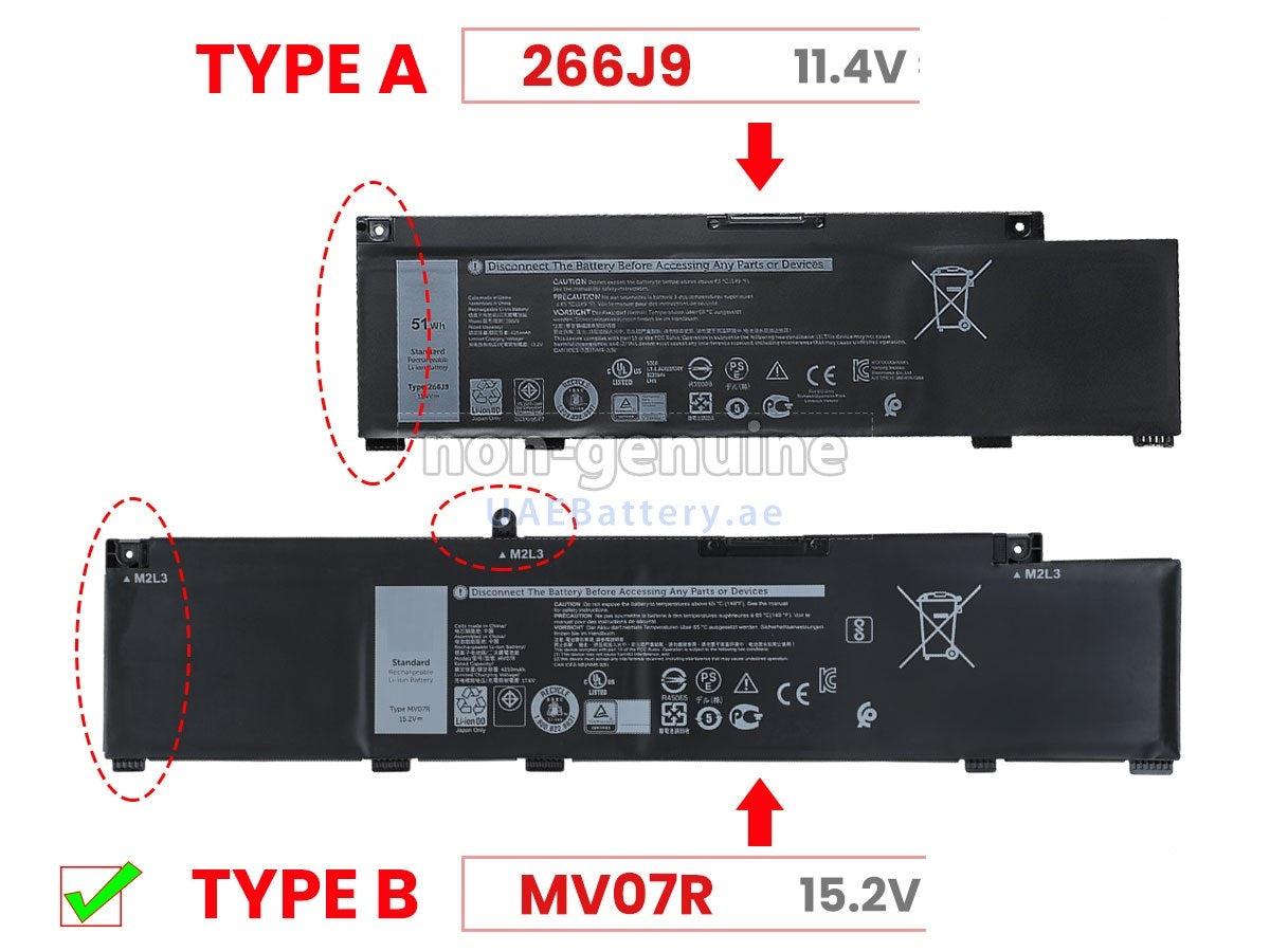 Baterie laptop Dell G3 15 3500 G5 15 5500 5505 5590 G7 7590 72WGV W5W19 MV07R Type B, 4 celule, 4000mAh, 15.2V, Li-Ion