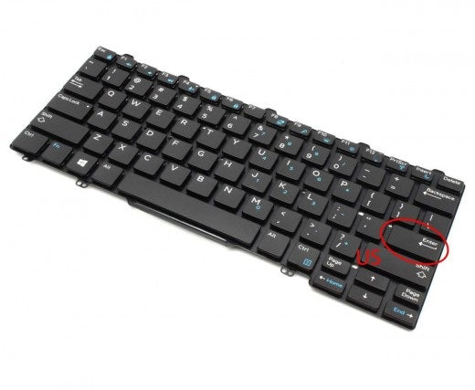 Tastatura laptop pentru Dell Latitude E5250 E5270 E7250 E7270 PK131DK3A00, US International, fără iluminare, fără NumPad